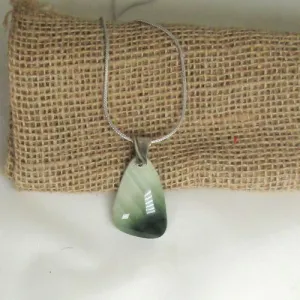 Pendant Necklace Green Jasper Gemstone Pendant Silver Chain