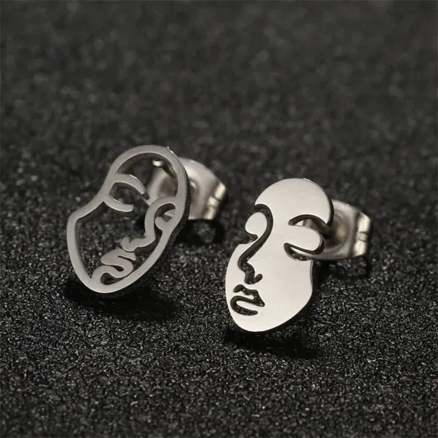 Pre Order:  Girl Face Abstract Stud Earrings