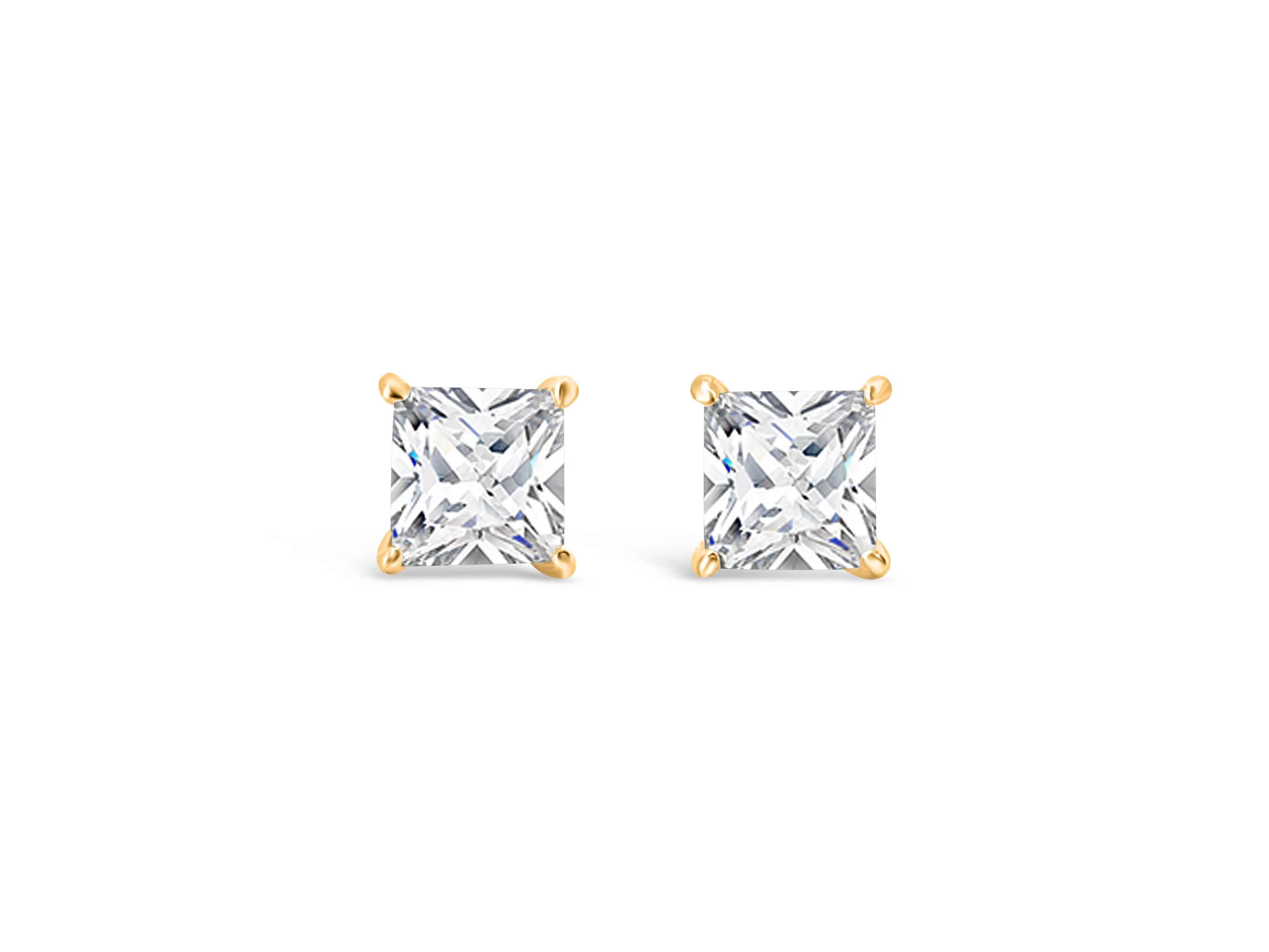 Prism 9CT Yellow Gold Princess Cut Cubic Zirconia Claw Studs