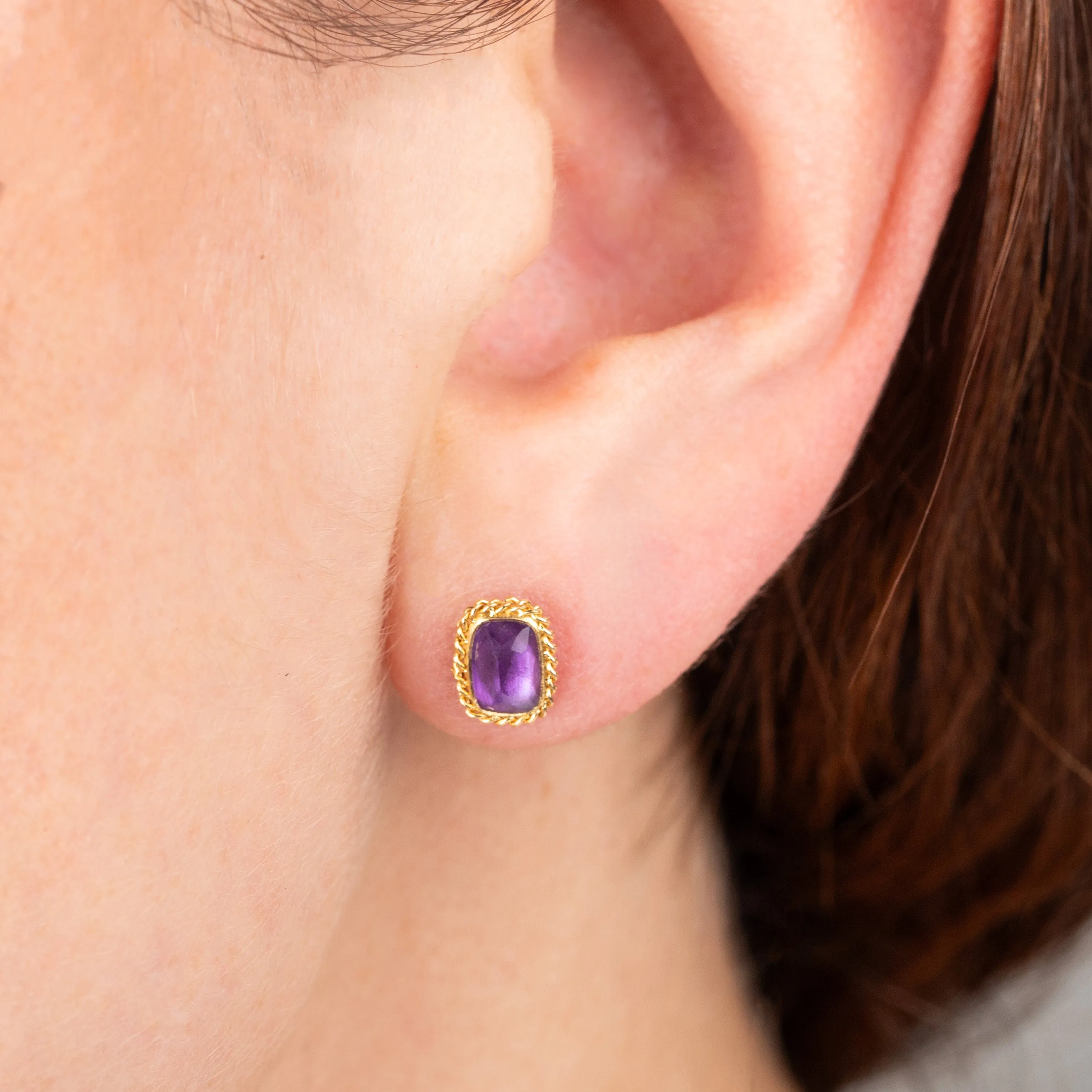 Purple Amethyst Stud Earrings