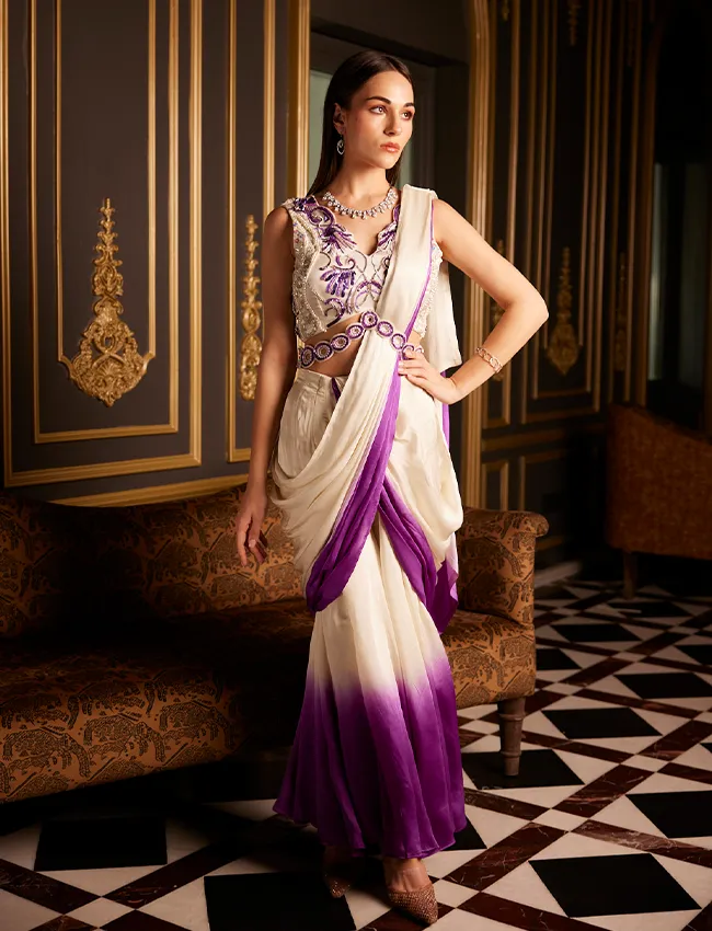 Purple Haze Ombre Drape Saree