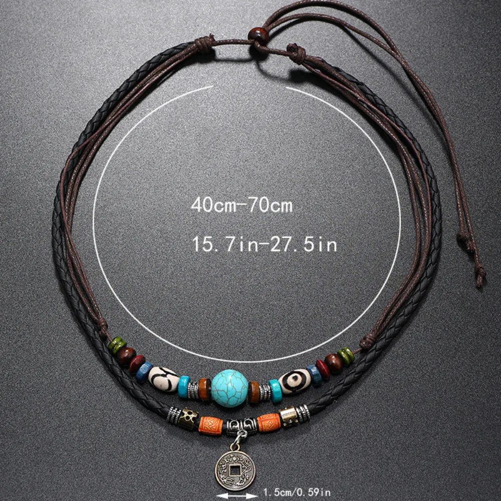 "Turquoise Beaded Copper Coin" Necklaces