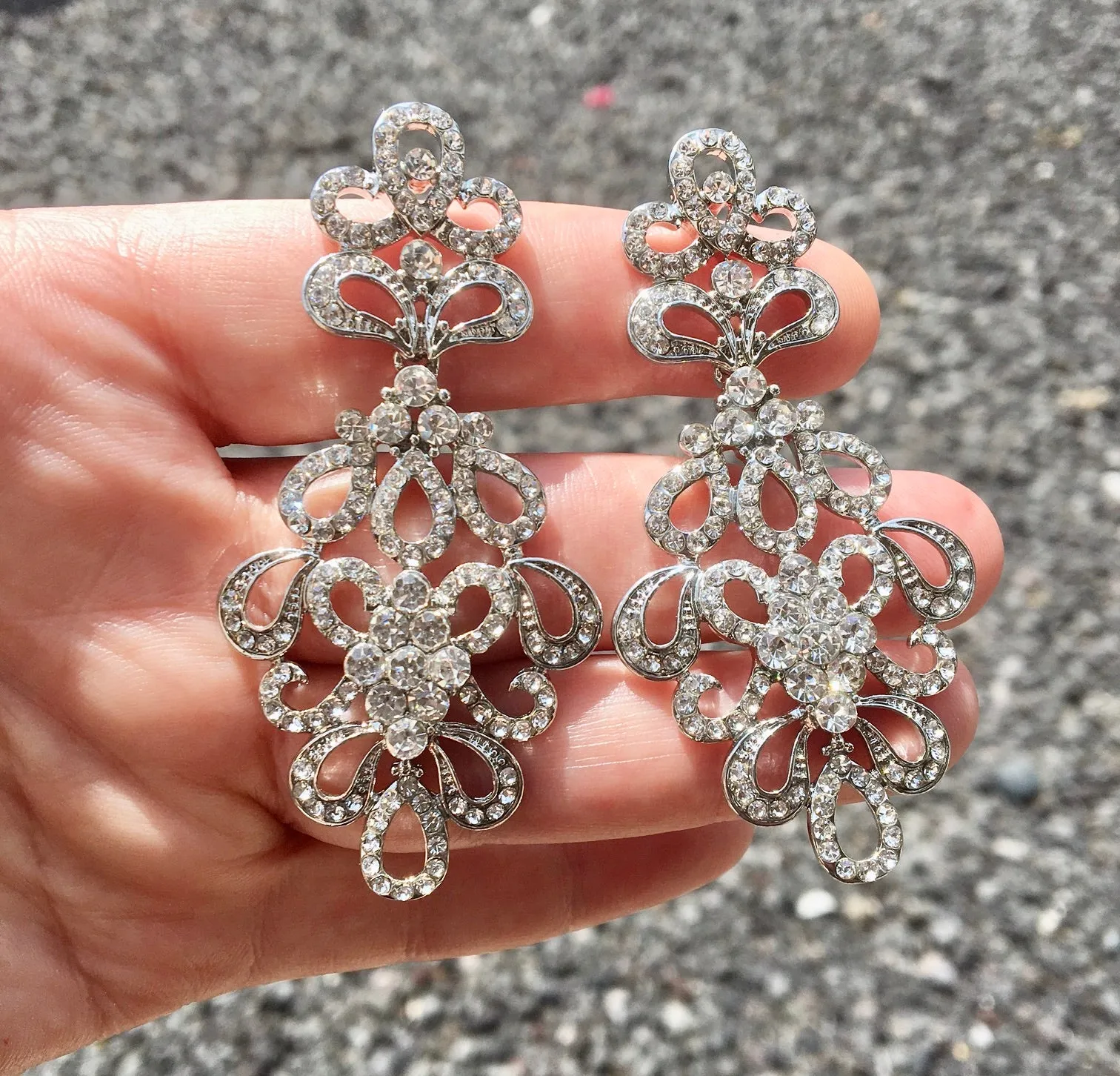 "Wynona" - Rhinestone Bridal Earrings - Available in Silver and Gold