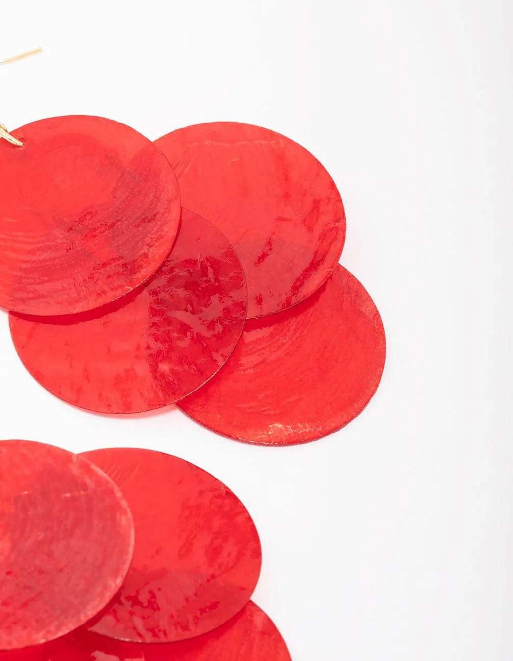 Red Coated Shell Drop Earrings