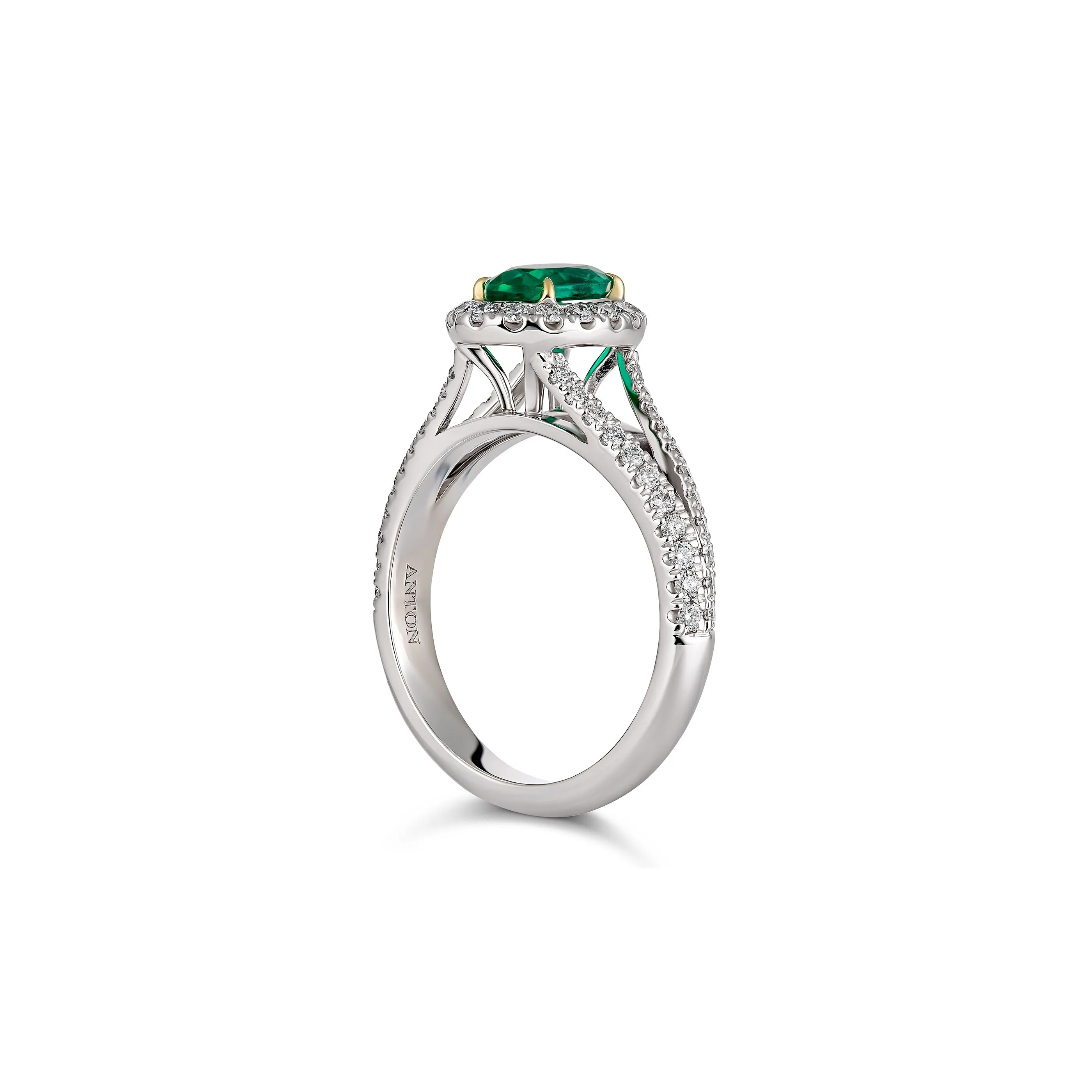 Regal Collection® Emerald Pear Cut Diamond Ring with Diamond Halo | White Gold