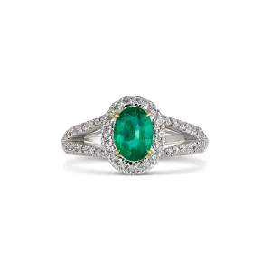 Regal Collection® Emerald Pear Cut Diamond Ring with Diamond Halo | White Gold