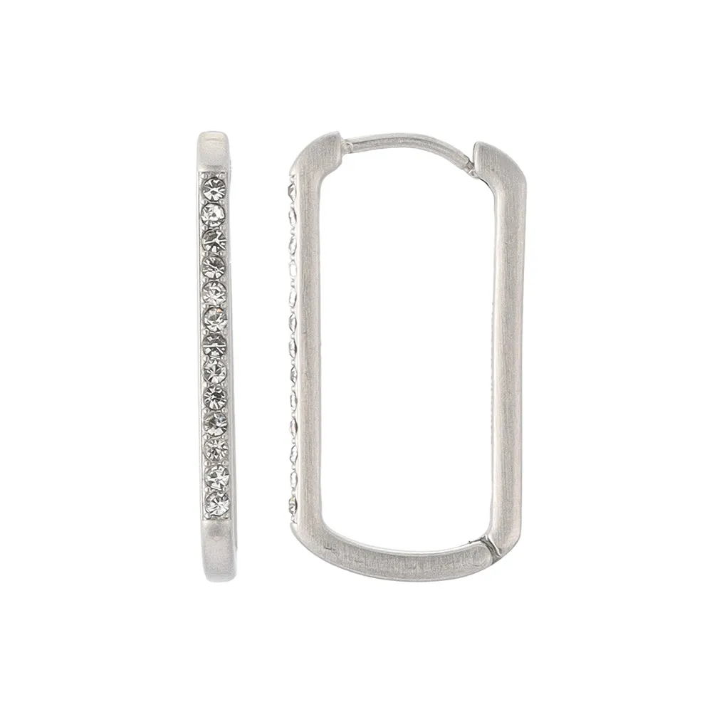 Rhinestone Rectangular Hoop Earrings