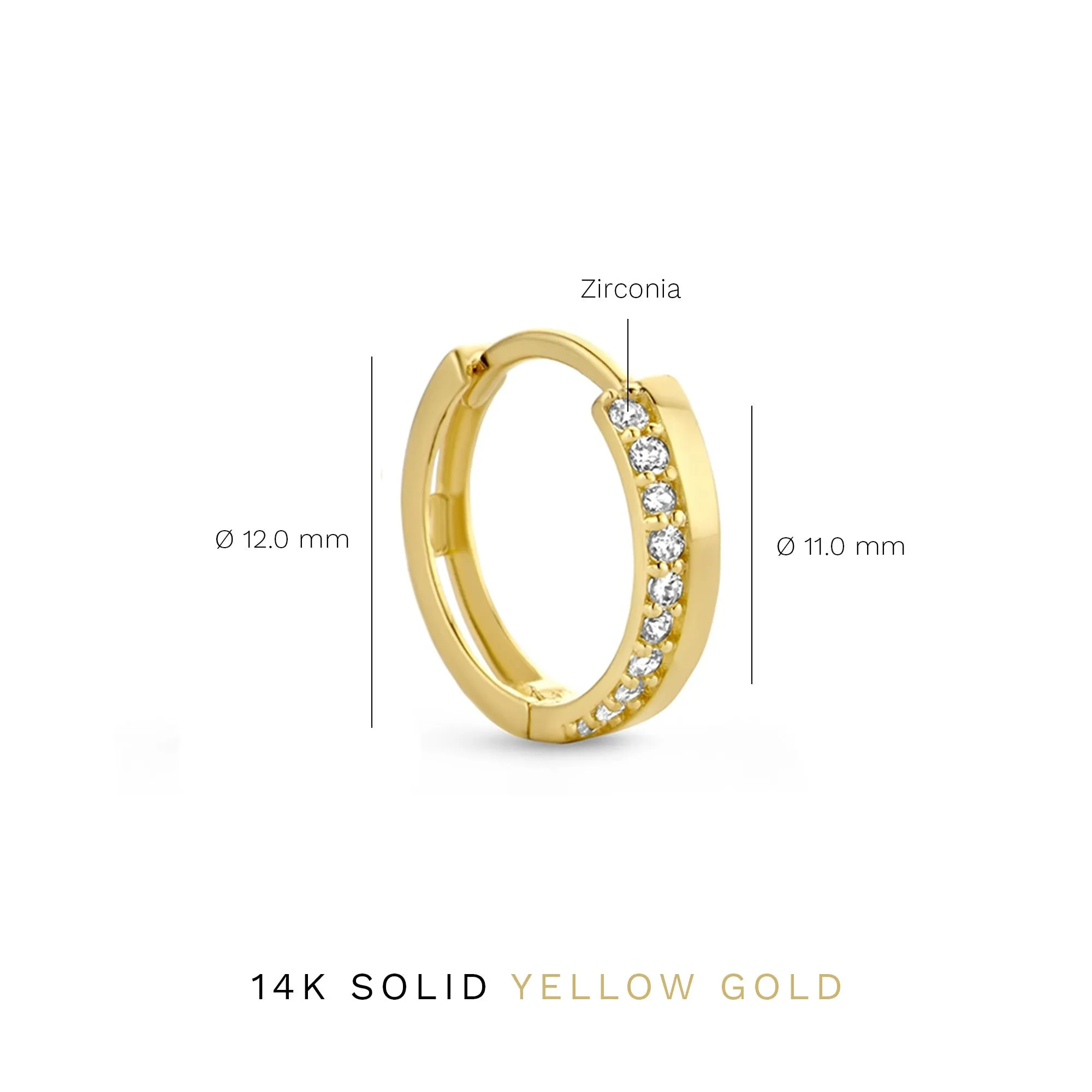 Rivoli Esmée 14 karat gold hoop earrings with zirconia stones