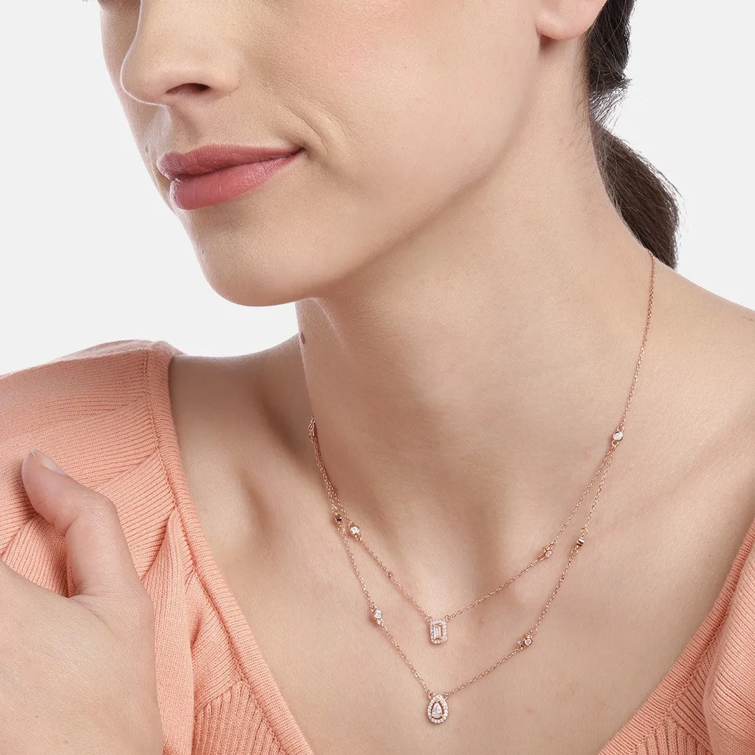 Rose Toned Graceful Layered 925 Silver Necklace