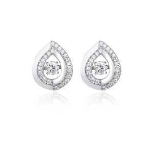 Round Zircon Pear Drop Silver Studs Earrings for Women