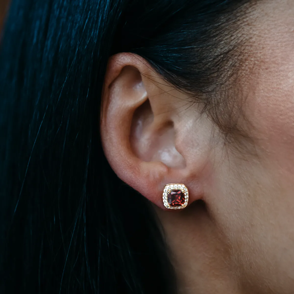 Ruby Cushion Cut Earrings