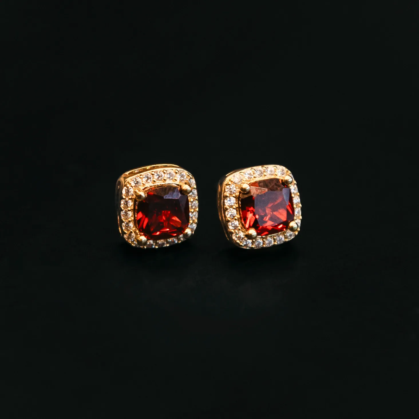 Ruby Cushion Cut Earrings