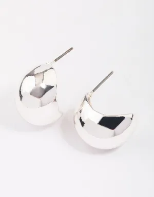 Silver Chubby Ball Huggie Earrings