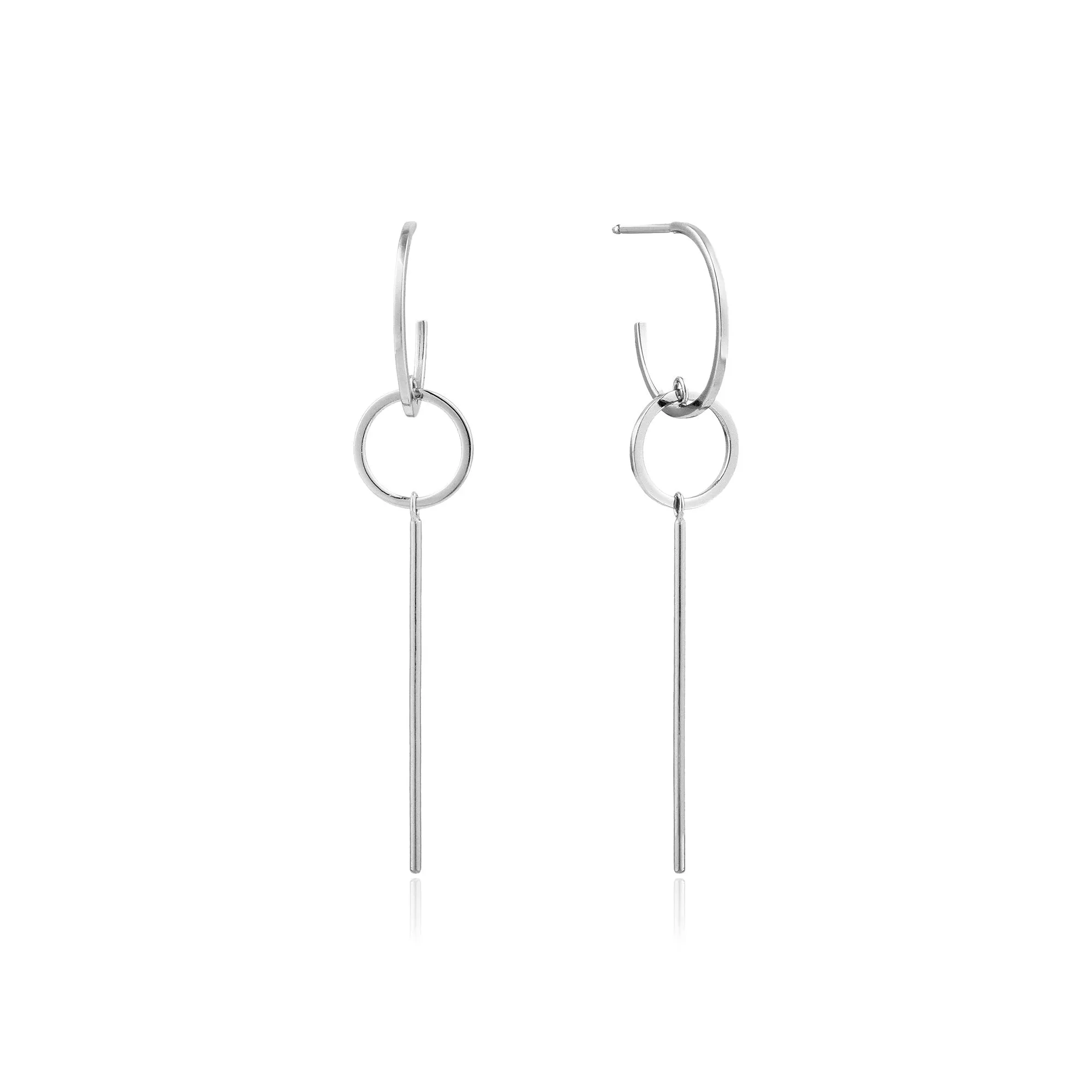 Silver Modern Solid Drop Earrings