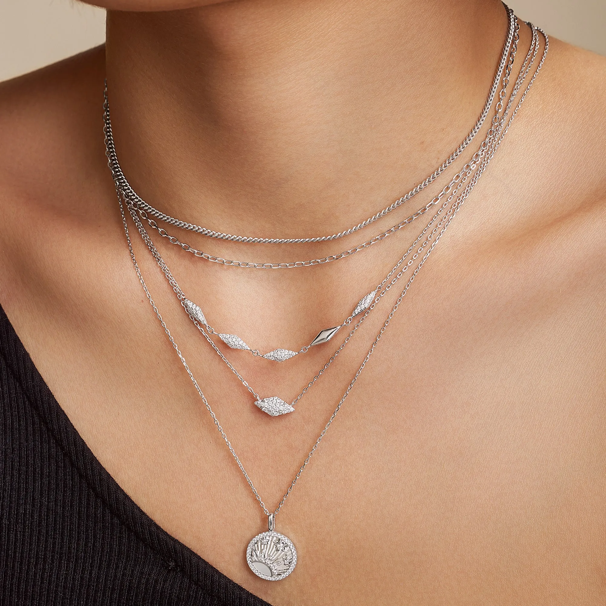 Silver Multi Sparkle Necklace