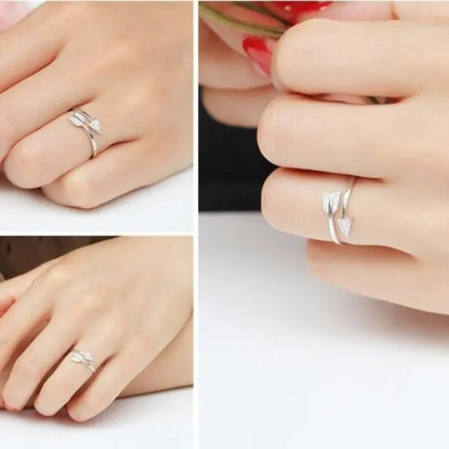 Silver Plated Arrow Crystal Ring