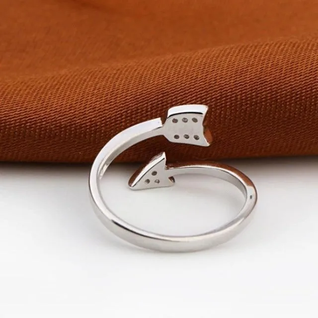 Silver Plated Arrow Crystal Ring