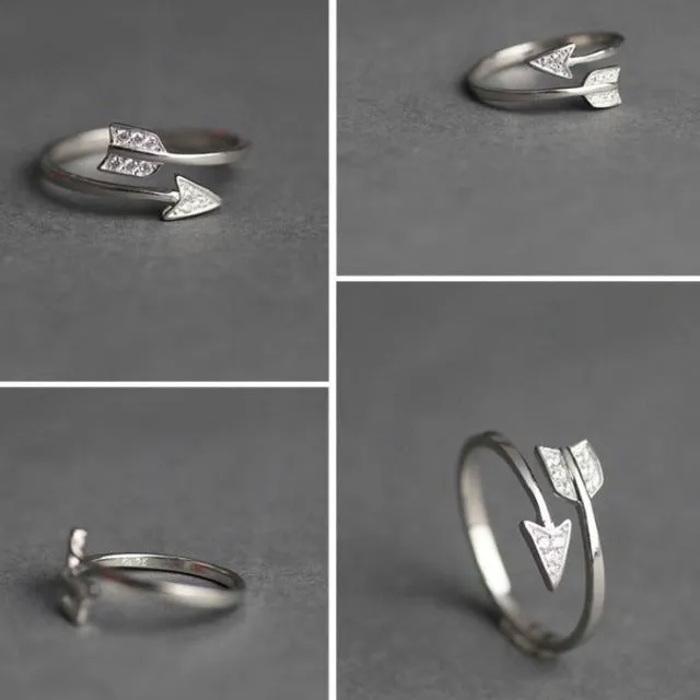 Silver Plated Arrow Crystal Ring