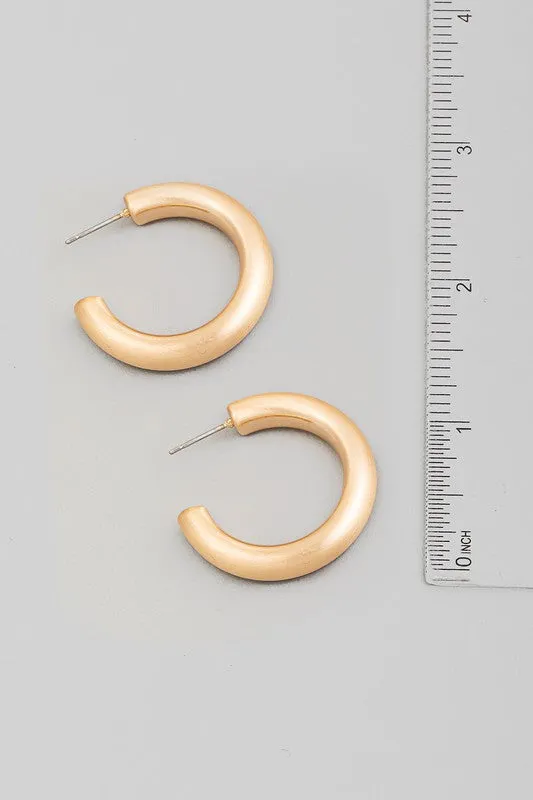 Small Brushed Metallic Hoop Earrings