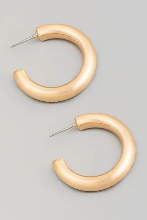 Small Brushed Metallic Hoop Earrings