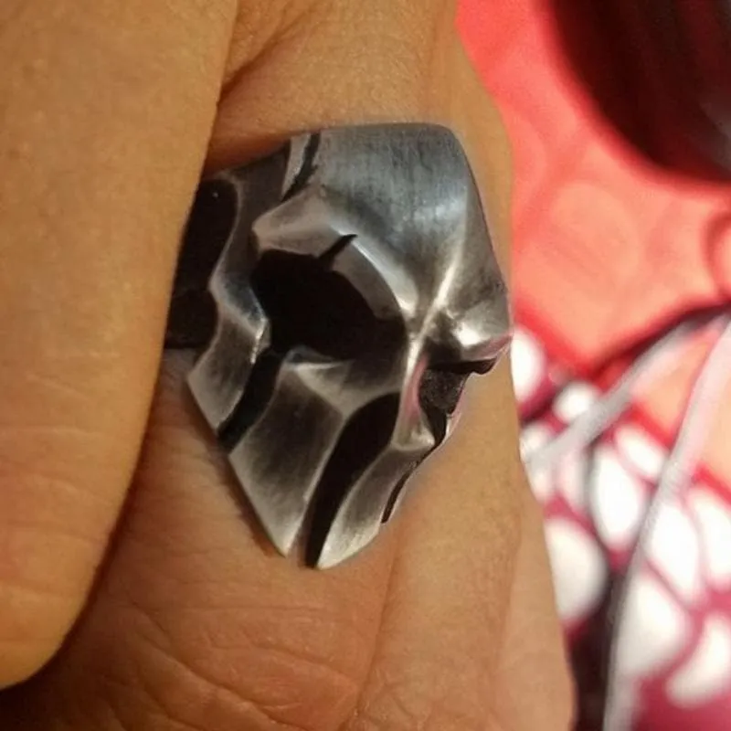 Spartan Knight Sterling Silver Skull Ring