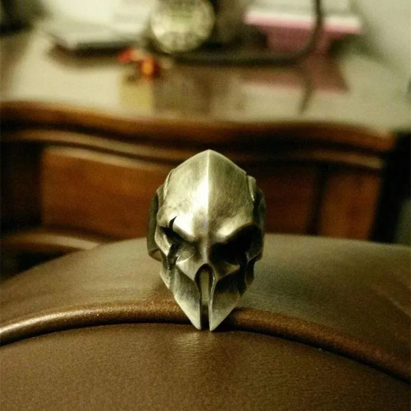 Spartan Knight Sterling Silver Skull Ring