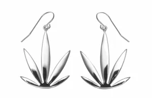 Sterling Silver Modern Leaf Hook Earrings