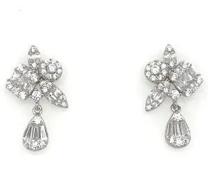 Sterling Silver Multi Cut Cz Drop Earrrings