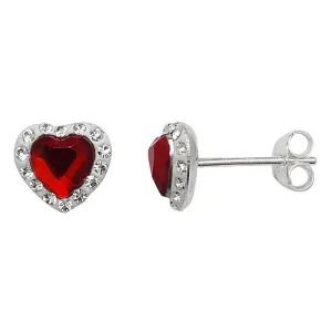 Sterling Silver Red Crystal Stud Earrings