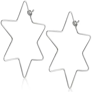 Sterling Silver Star Hoop Earrings