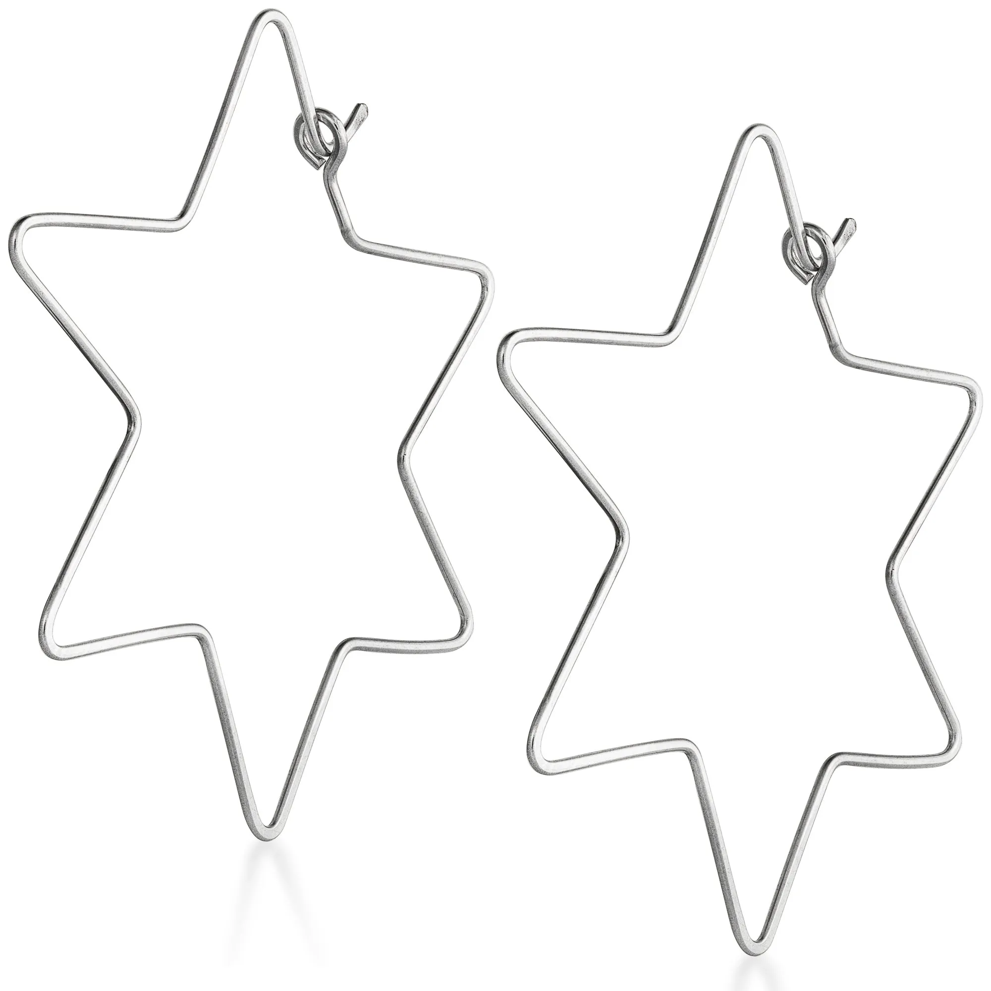 Sterling Silver Star Hoop Earrings