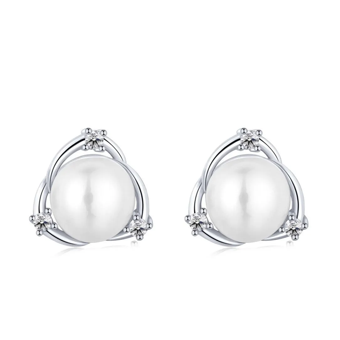 Swirl 6mm Freshwater Pearl Earrings