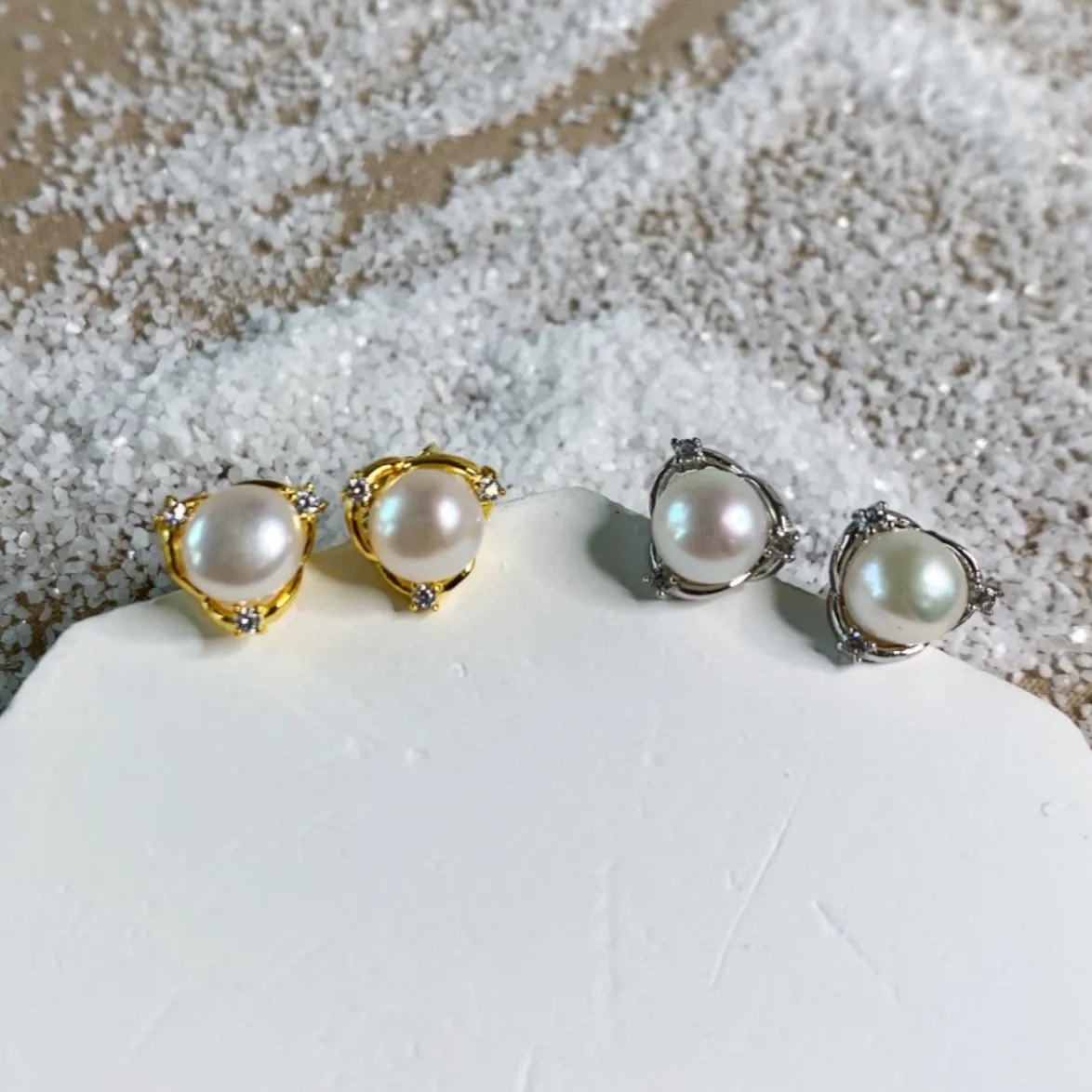 Swirl 6mm Freshwater Pearl Earrings