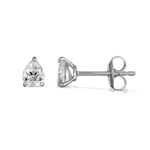 Teardrop 9CT Cubic Zirconia White Gold Pear Claw Studs