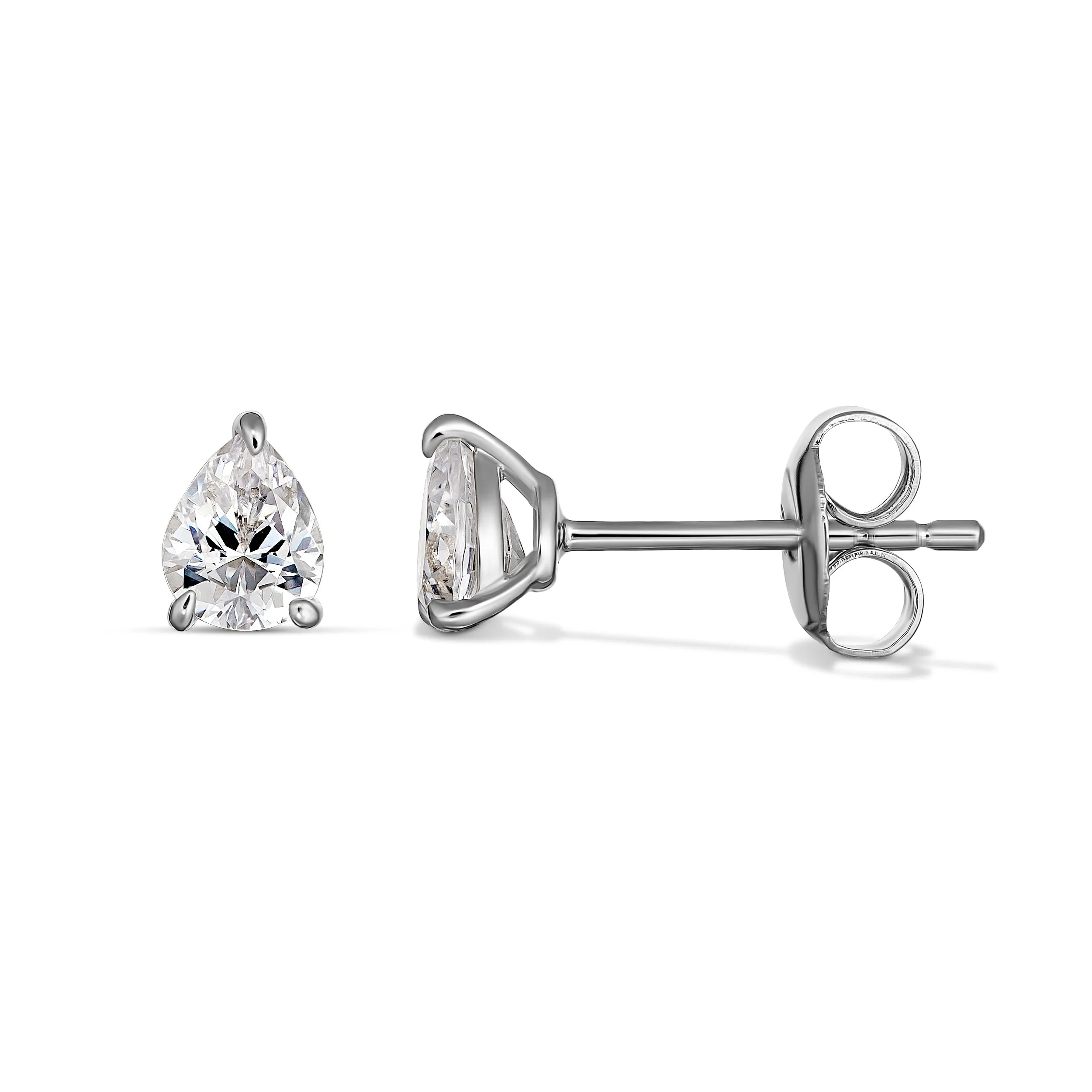 Teardrop 9CT Cubic Zirconia White Gold Pear Claw Studs