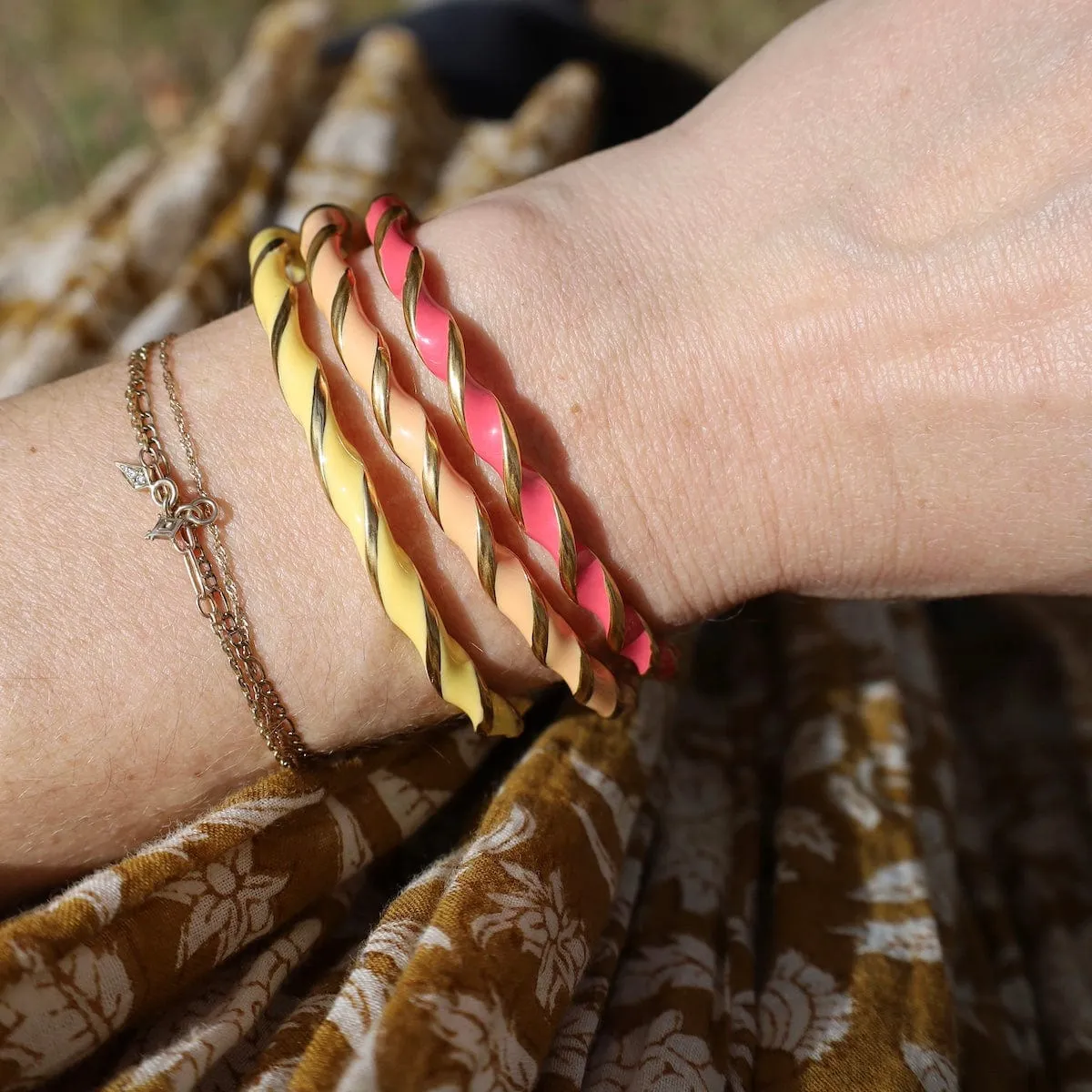 Terry Orange Colorful Rushes Cuff Bracelet