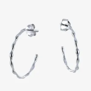 Textured Silver Hoop Earrings