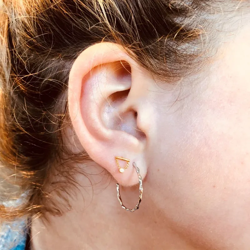 Textured Silver Hoop Earrings