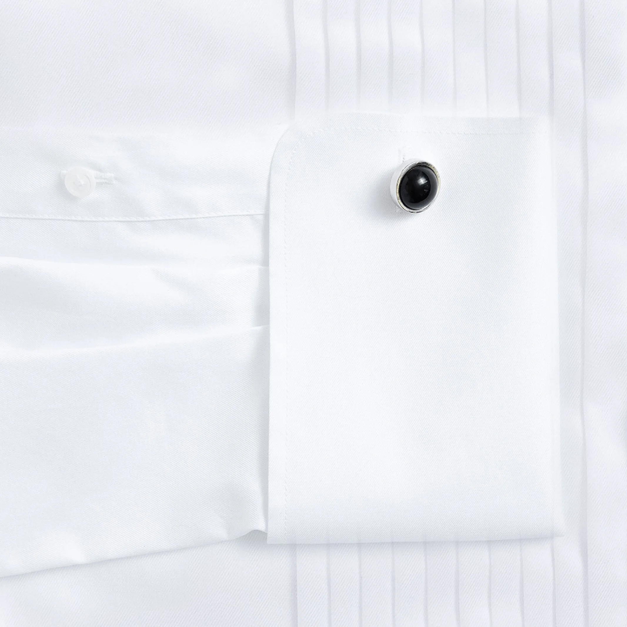 The White Sanders Non Iron Pleated Front Tuxedo Custom Shirt