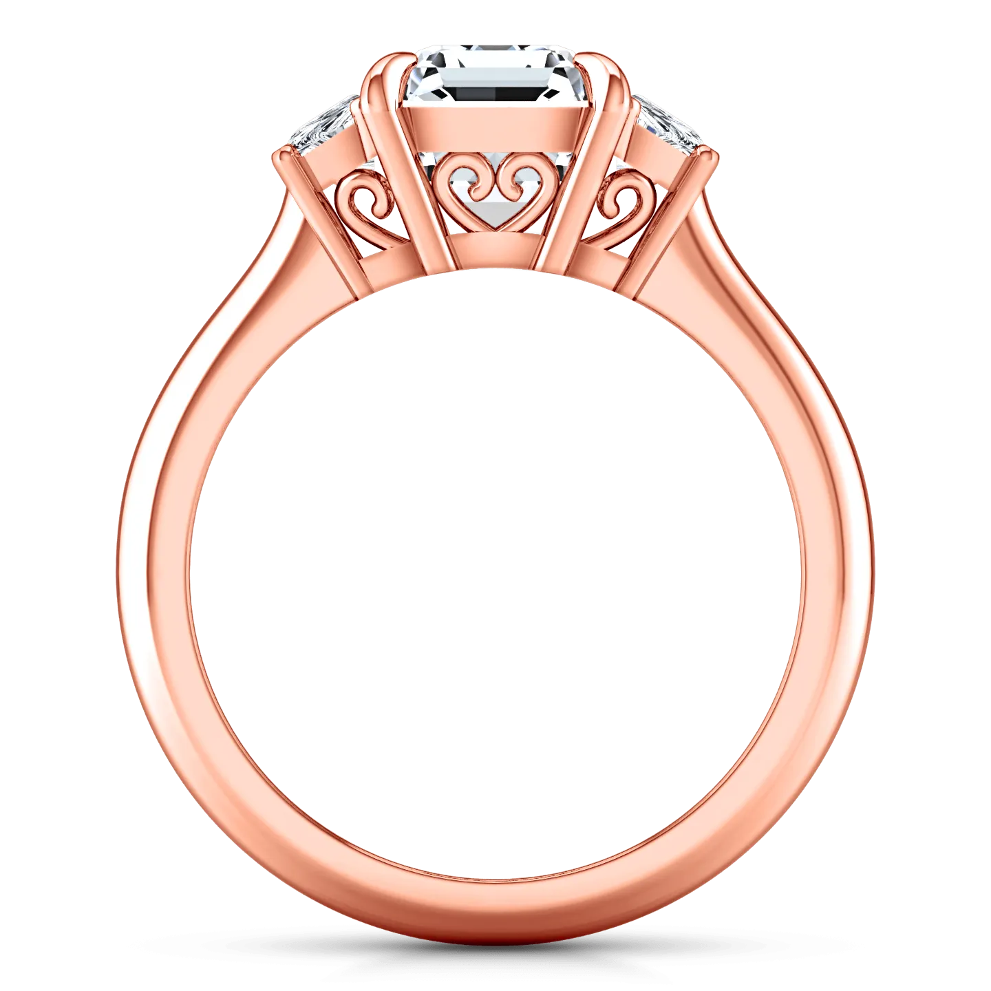 Three Stone Cushion Cut Engagement Ring Celesse 14K Rose Gold