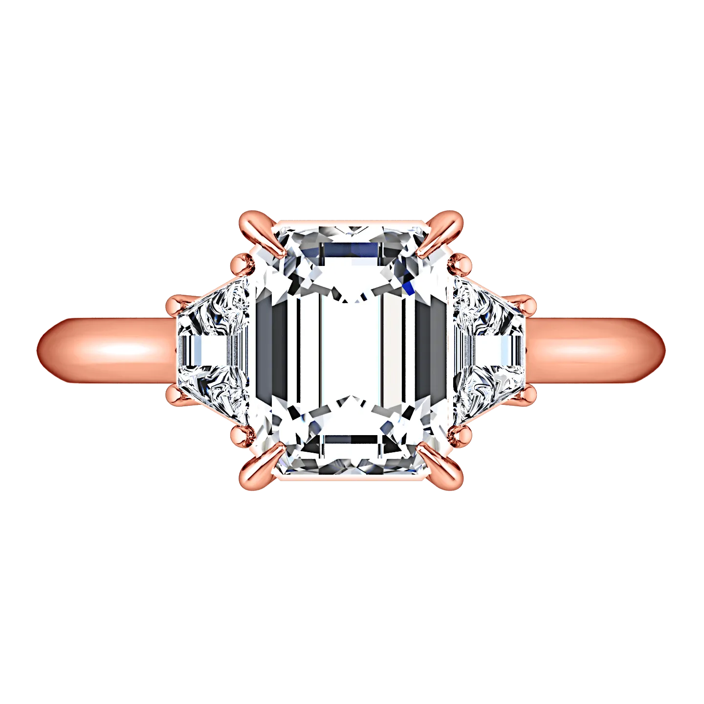 Three Stone Cushion Cut Engagement Ring Celesse 14K Rose Gold