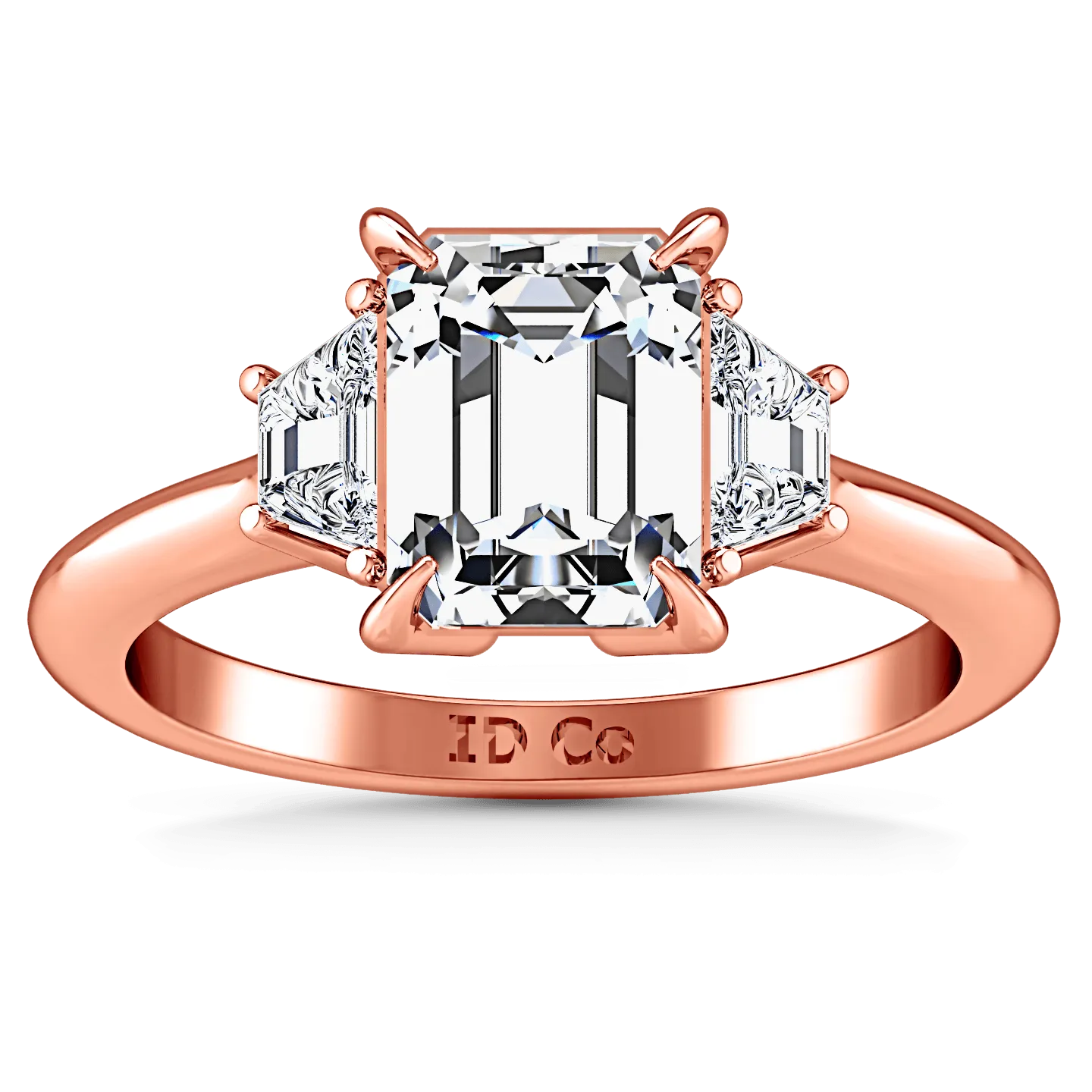 Three Stone Cushion Cut Engagement Ring Celesse 14K Rose Gold