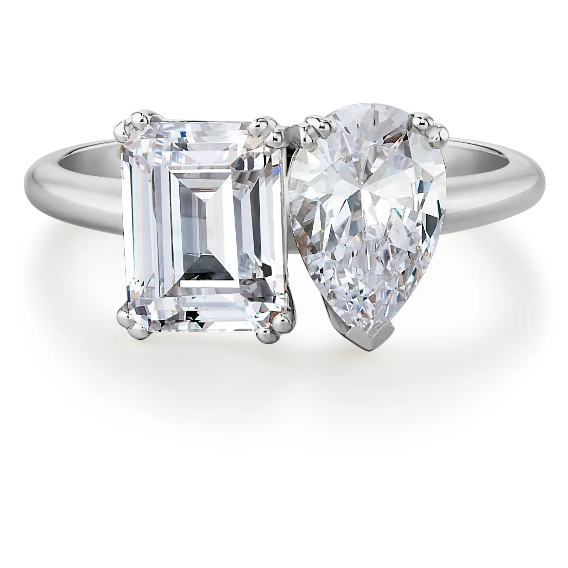 Toi et Moi Pear and Emerald Cut Ring