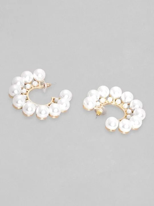 TOKYO TALKIES X Rubans 18K Gold Plated Pearl Studded Statement Hoop Earrings