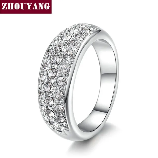 Top Quality Hot Sell Elegant Rose Gold Color Wedding Ring Austrian Crystals Full Sizes Wholesale ZYR061 ZYR109