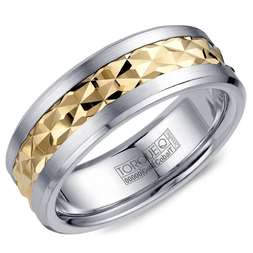 Torque Cobalt & Gold Collection 7.5MM Wedding Band with Yellow Gold Center CW017MY75