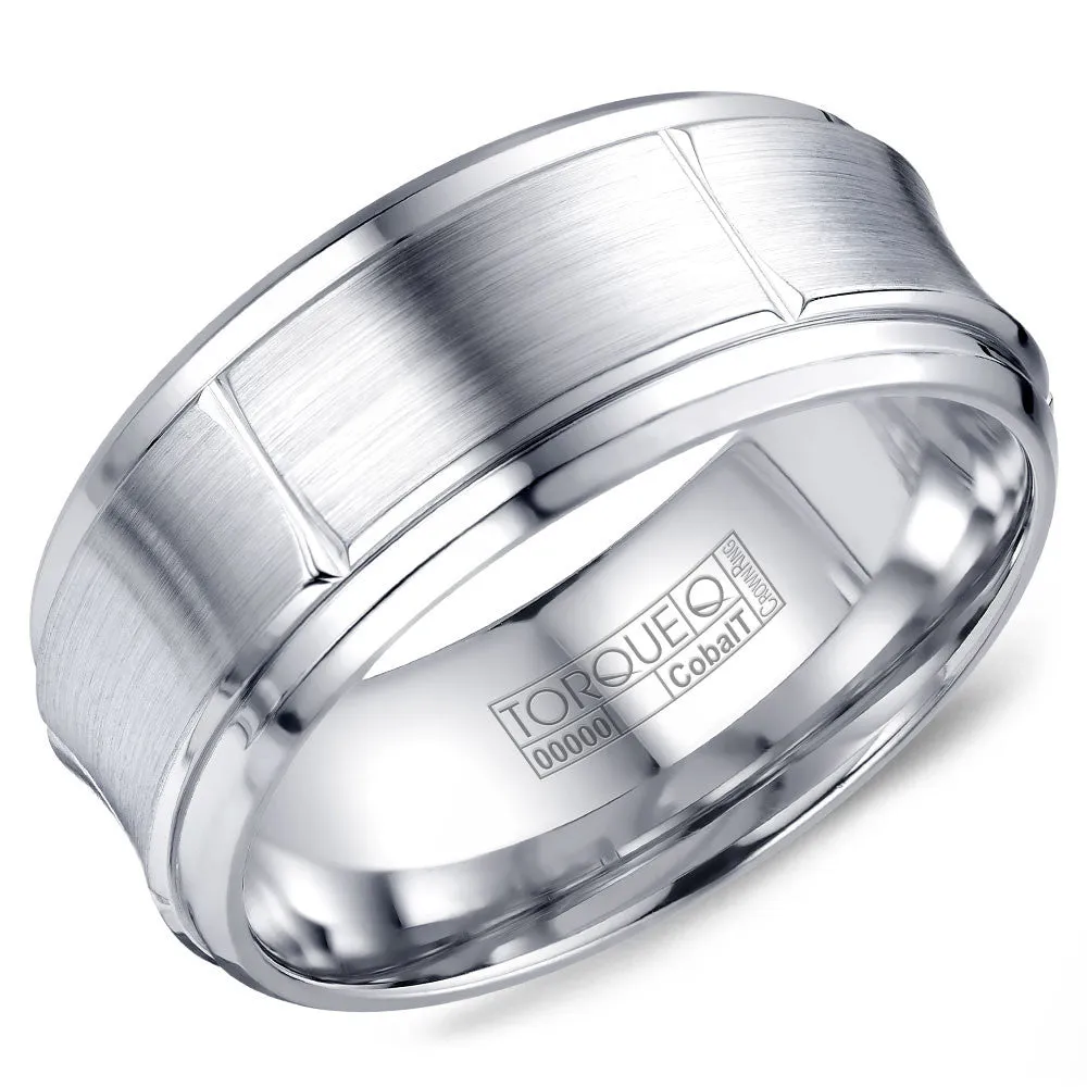 Torque Cobalt Collection 9MM Wedding Band with Brushed Center & Line Detailing CB-2191