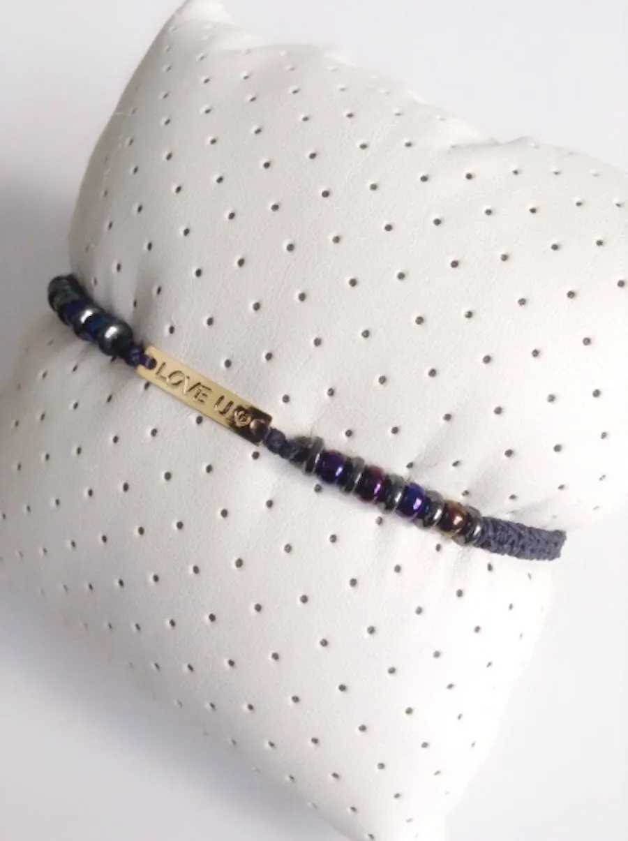 Valentines Day Gift for Him Boyfriend Love U Navy Blue Bracelet