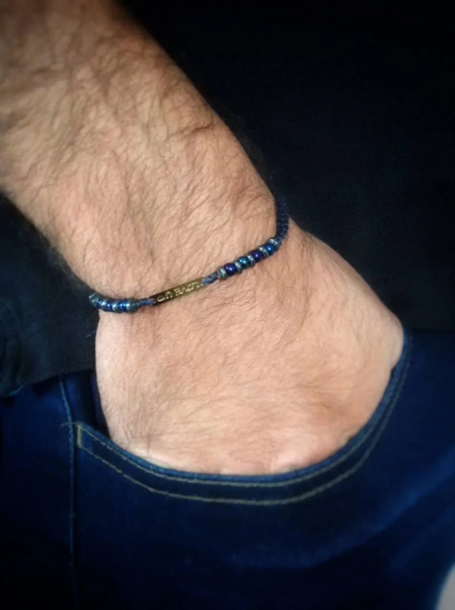 Valentines Day Gift for Him Boyfriend Love U Navy Blue Bracelet