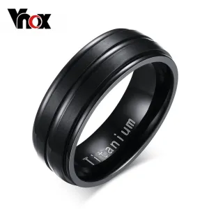 Vnox 8mm Black Men Ring 100% Titanium Carbide Men's Jewelry Wedding Bands Classic Boyfriend Gift